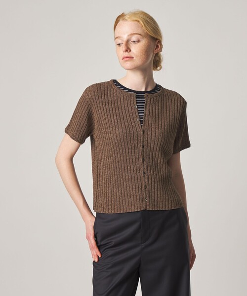 カーディガン 「Steven Alan」リブ ショートスリーブ カーディガン レディースの画像