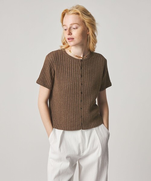 カーディガン 「Steven Alan」リブ ショートスリーブ カーディガン レディースの画像