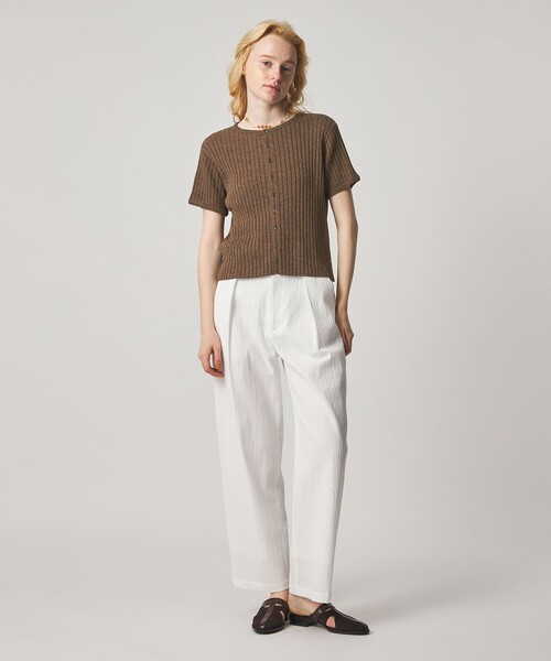 カーディガン 「Steven Alan」リブ ショートスリーブ カーディガン レディースの画像
