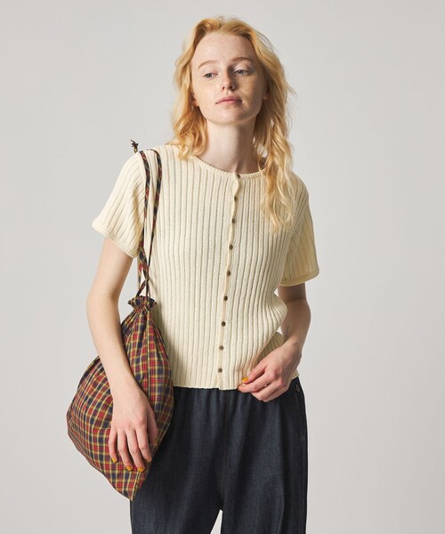 カーディガン 「Steven Alan」リブ ショートスリーブ カーディガン レディースの画像