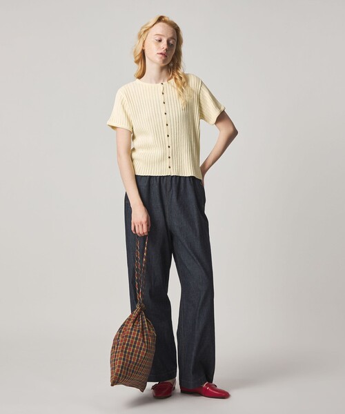 カーディガン 「Steven Alan」リブ ショートスリーブ カーディガン レディースの画像