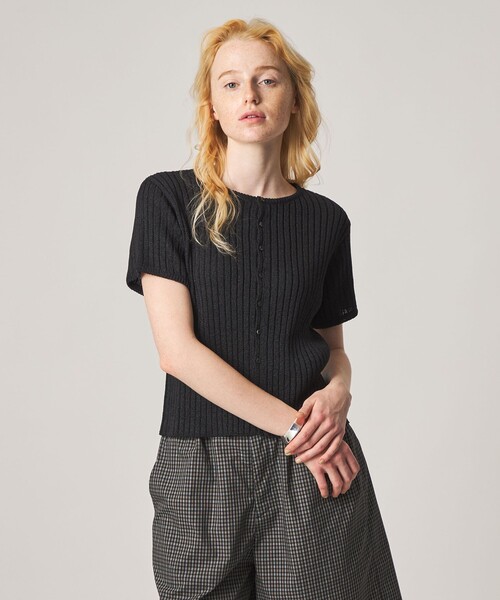 カーディガン 「Steven Alan」リブ ショートスリーブ カーディガン レディースの画像