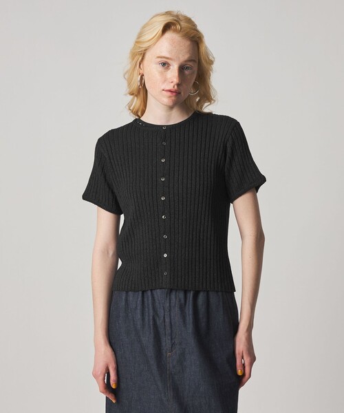 カーディガン 「Steven Alan」リブ ショートスリーブ カーディガン レディースの画像