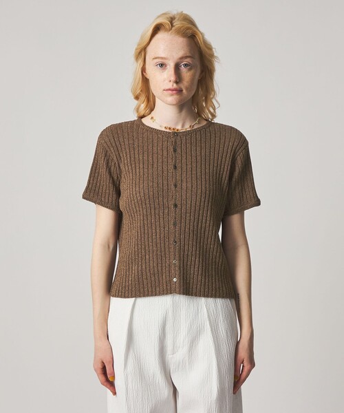 カーディガン 「Steven Alan」リブ ショートスリーブ カーディガン レディースの画像
