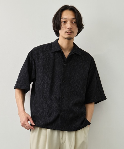 CITY TOKYO シャツ 半袖 「CITY TOKYO」ストレッチコードジャガード