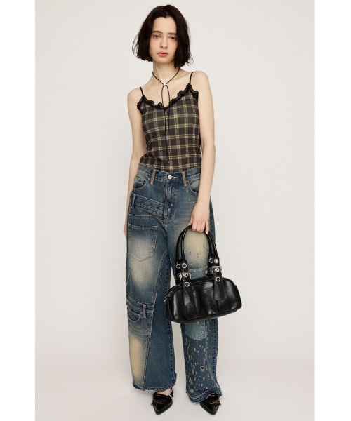 SLY（スライ） キャミソール LIMITED ITEM CHECK PRINT LACE CAMI