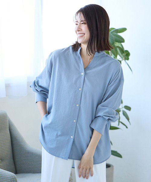 「Elura」 長袖ブラウス LARGE ライトブルー レディース_画像2