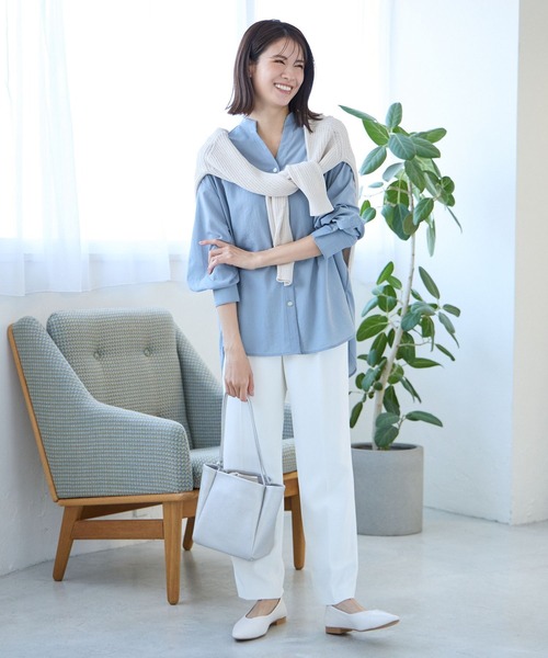 「Elura」 長袖ブラウス LARGE ライトブルー レディース_画像3