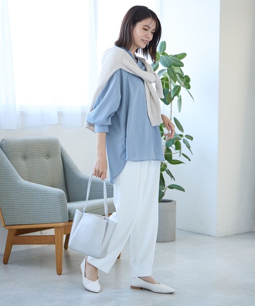 「Elura」 長袖ブラウス LARGE ライトブルー レディース_画像4