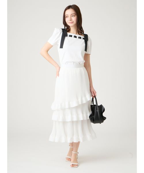 CELFORD（セルフォード） tシャツ 半袖 「洗える」ショルダーリボン