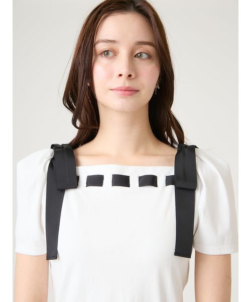 CELFORD（セルフォード） tシャツ 半袖 ショルダーリボンカットソー