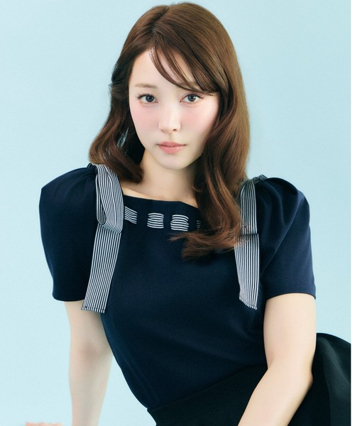 み*こ様 タグ付き新品未使用　セルフォード　ショルダーリボンカットソー　！本日限 CELFORD（セルフォード） tシャツ 半袖 「洗える」ショルダーリボン