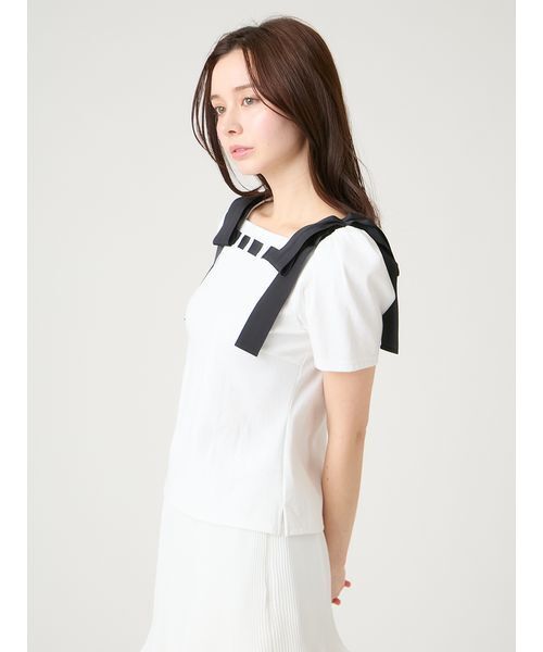 CELFORD（セルフォード） tシャツ 半袖 ショルダーリボンカットソー