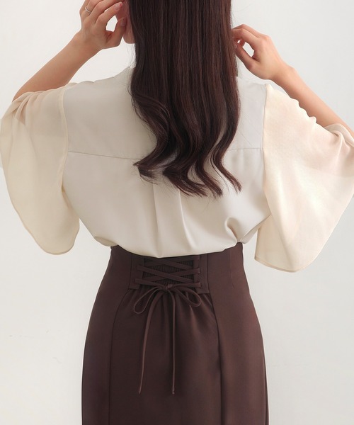 「CENEA」 半袖ブラウス LARGE アイボリー レディース_画像8