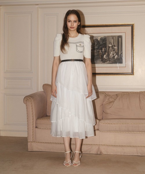 ワンピース eimyistoire E.M ATELIER.KNIT COMBI DRESS EIMY ISTOIRE（エイミーイストワール） ワンピース 半袖 E.M ATELIER