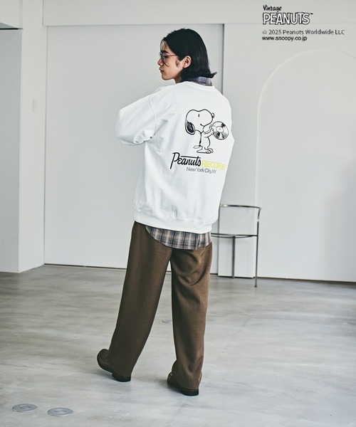 「PEANUTS」 スウェットカットソー LARGE グリーン メンズ_画像4