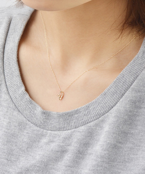 エステール◇K10PG◇ダイヤモンド7粒◇ミニリングネックレス◇ エステール◇K10PG◇ダイヤモンド7粒◇ミニリングネックレス◇