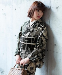 サステナブル　着物 KIMONOMACHI 着物 オリジナル 洗える 木綿着物 単品 「フラワー