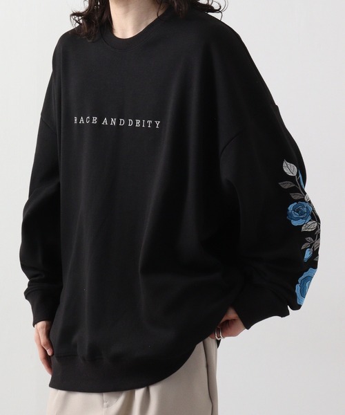 人気ブランド 海外通販 - 国内入手困難 Sleeve スウェット トレーナー RE730 rose wide embroidery レディースウェア