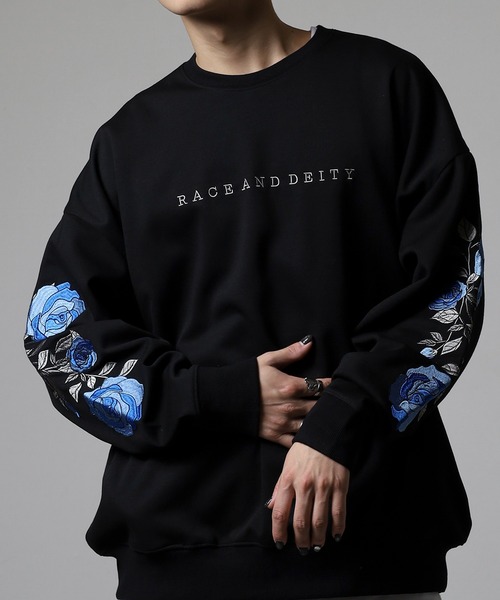レンローズ様ご確認用♥オーダー品 RE730 トレーナー スウェット Sleeve rose embroidery wide sweatshirt