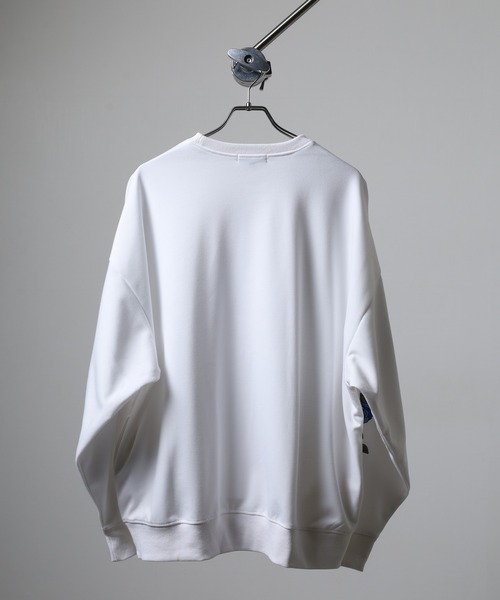 RE730 トレーナー スウェット Sleeve rose embroidery wide sweatshirt