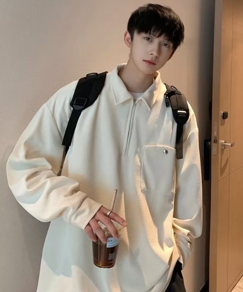 サーマルポロシャツS Adoon plain ポロシャツ Decorative button Thermal skipper Polo
