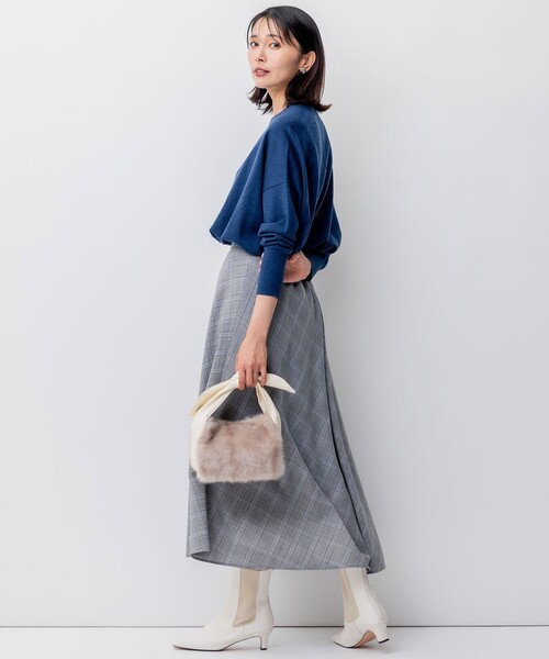 23区（ニジュウサンク） スカート ポリエステルウール チェック