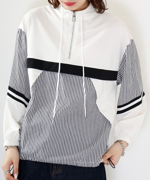 tシャツ a.n.l 素材切替えプルオーバー レディース tシャツ A.N.L 異素材切り替え配色プルオーバー レディース