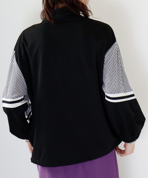 tシャツ a.n.l ストライプ切替プルオーバー レディース