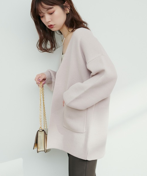 natural couture レディース カーディガン きれいめニットミドル丈