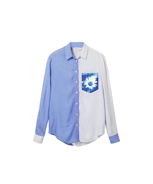 ♦Desigual♦　Ｓ　フラワーデザイン ストライプシャツ　★新品・未使用品★ Desigual ブラウス シャツ 花モチーフ ストライプパッチワーク