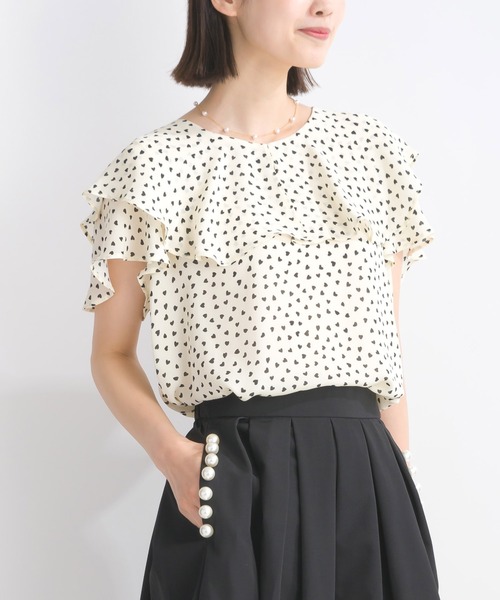 PICCIN PERLA ブラウス シャツ ラッフルカラーハートブラウス 