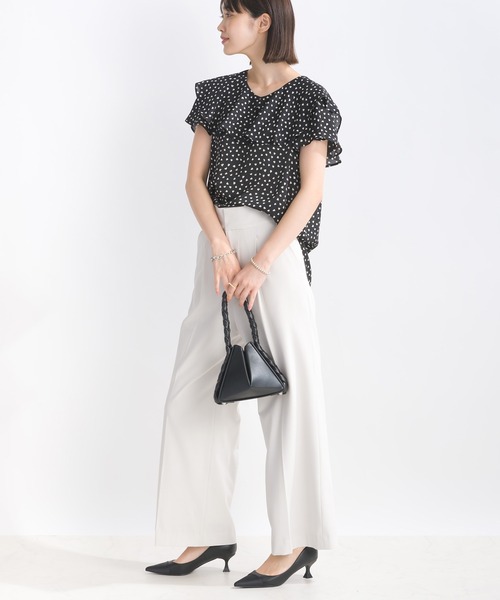 PICCIN PERLA ブラウス シャツ 半袖 ラッフルカラーハートブラウス