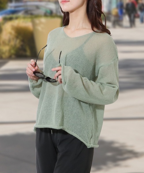 Lace Ladies ラッシュガード 「4点セット」シアー ニット付き ビキニ