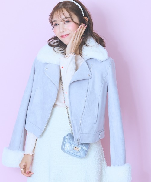 お値下げ新品！マルン 4L17号 ライダースジャケット フェイクスエード ピンク marun（マルン） レザージャケット ライダース 「大きいサイズ