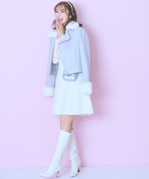 お値下げ新品！マルン 4L17号 ライダースジャケット フェイクスエード ピンク 7488eccbc15acddc02c56dd8317b45