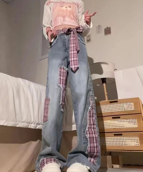 gossip!ロサンゼルス ジーンズ デニム デニムパンツ チェック切り替え