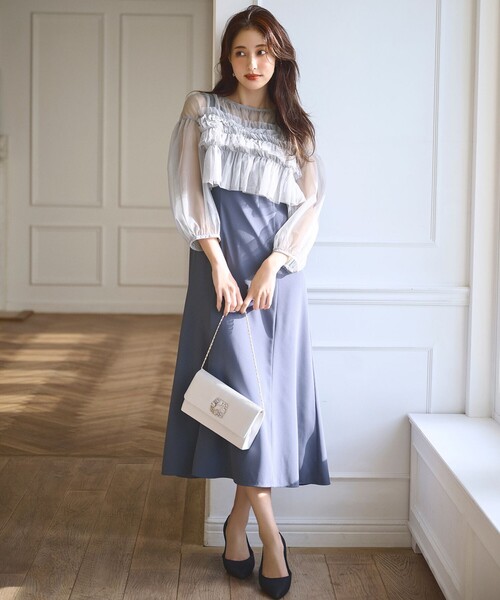 美品！anysis lily calin 結婚式　パーティ　ロングワンピース ANY SIS（エニィスィス） ドレス 「Lily Calin」チュールフリル