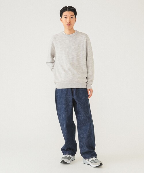 BEAMS セーター ニット 9ゲージ カラースラブ クルーネック