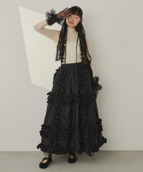 PERNA（ペルナ） スカート ホイップランダムフリルロングスカート