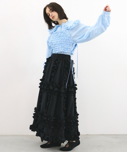 PERNA（ペルナ） スカート ホイップランダムフリルロングスカート