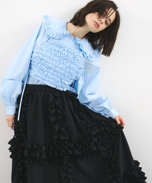 PERNA（ペルナ） スカート ホイップランダムフリルロングスカート