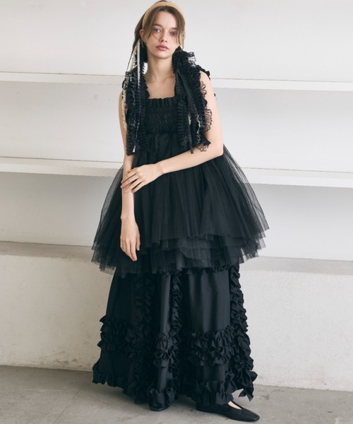 PERNA（ペルナ） スカート ホイップランダムフリルロングスカート