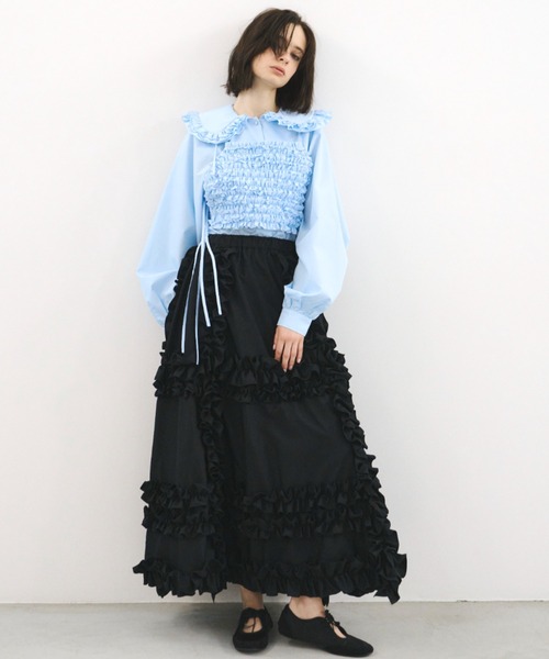 PERNA（ペルナ） スカート ホイップランダムフリルロングスカート