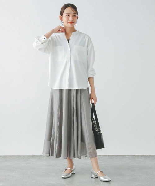 GLOBAL WORK ブラウス シャツ キレイつづくポケットブラウス/147538