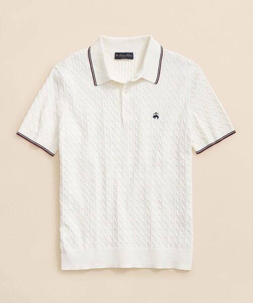 BROOKS BROTHERS ポロシャツ コットン ケーブル GFロゴ テニス