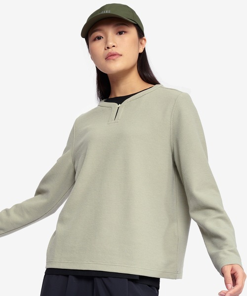 tシャツ UVカット ハーフプラケット ワッフルロングスリーブTシャツ レディース