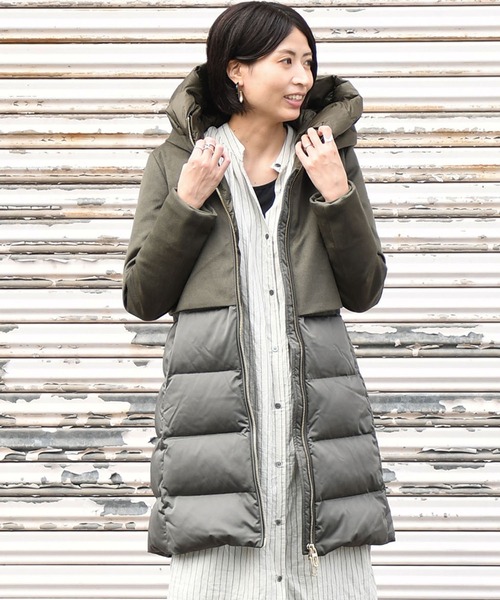 DUNO（デュノ） ダウンコート 42 オリーブ レディース : ZOZOTOWN