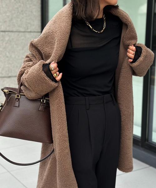 「Emma Taylor」 ノーカラーコート FREE モカ レディース_画像2