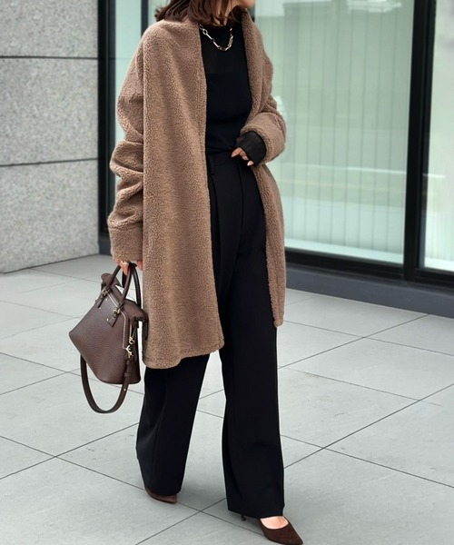 「Emma Taylor」 ノーカラーコート FREE モカ レディース_画像3